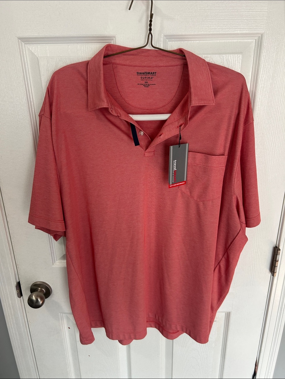 Roundtree & Yorke Men's Coral Short-Sleeve Polo